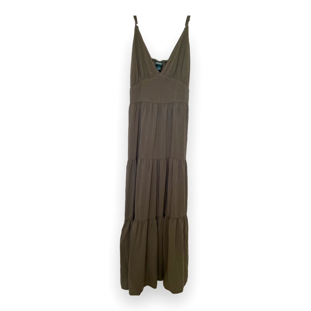 Wild Fable olive green maxi dress with v-neck and adjustable straps